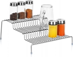 Poliță metalică de bucătărie gri, 3 niveluri, 28 × 26 × 11 cm