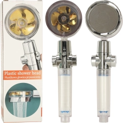 Cap de duș cu turbină aurie