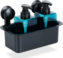 Etajeră de duș neagră pentru perete cu ventuze 23,5 × 13,5 × 15 cm VILDE