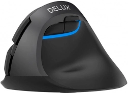 Mouse vertical wireless DELUX M618 Mini DB, Bluetooth + 2,4 GHz, 2400 DPI (negru)
