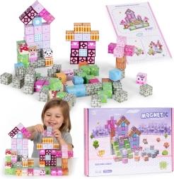 Set de construcție magnetic pentru copii, 113 piese