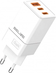 Încărcător de rețea 65 W GaN cu 2× USB‑C și USB‑A, alb