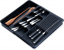 Organizator extensibil pentru tacâmuri și cuțite, pentru sertar, negru 40 × 31 cm