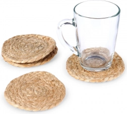 Suporturi naturale din iută pentru pahare 10 cm, set de 4 bucăți