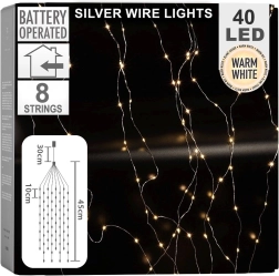 Ghirlandă luminoasă LED suspendată 40 LED, 45 cm, alb cald, pe baterii
