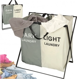 Coș de rufe cu două compartimente și organizator pentru sortare