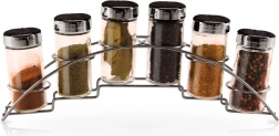 Suport pentru condimente cu borcane de sticlă, set din 7 piese
