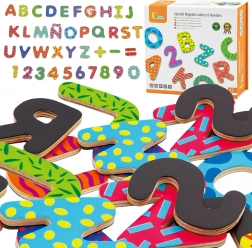 VIGA litere și cifre magnetice colorate – set din lemn cu 77 de piese