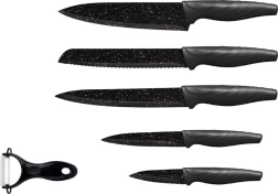 Set de cuțite de bucătărie TORO 5 buc. cu suprafață antiaderentă cu aspect de marmură + curățător ceramic