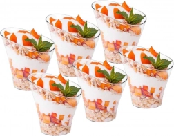 Pahare din plastic pentru deserturi și gustări 180 ml, 6 buc