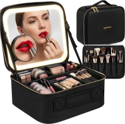 Geantă cosmetică Soulima cu oglindă LED XL