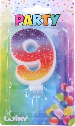 Lumânare de petrecere numărul 9 cu stele