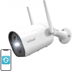 Cameră Wi‑Fi de exterior fără fir ieGeek ZS‑GX2S albă 2K, baterie 5200 mAh
