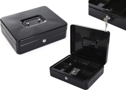 Cutie de valori metalică cu două straturi, cu compartimente și două chei, neagră