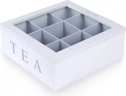 Organizator din lemn pentru plicuri de ceai 22 × 22 × 8,5 cm, 9 compartimente