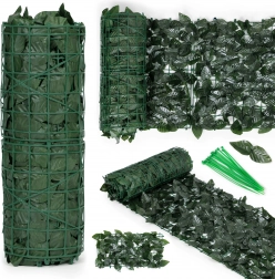 Gard viu artificial 300 × 50 cm, paravan de balcon verde închis cu efect de camuflaj