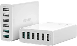 Încărcător USB 6 porturi BlitzWolf QC 3.0, 60W alb