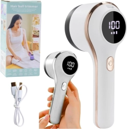 Aparat electric de îndepărtat scamele pentru textile cu ecran LED, 3 viteze – alb