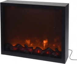 Șemineu electric LED, metal negru, 41 × 35 cm