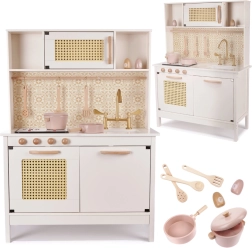 Bucătărie retro boho din lemn pentru copii cu accesorii 100 cm