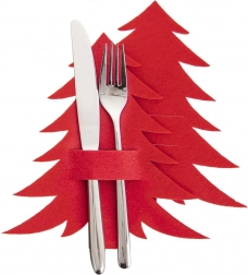 Husă pentru tacâmuri brăduț de Crăciun, roșu, 2 buc.