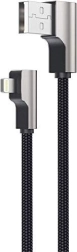 CB-AL01 negru OEM cablu din nylon USB - Lightning | 2 m | mufe la 90 de grade | certificare MFi