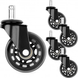 Roti din cauciuc pentru scaun de birou 63 mm, ax 10 mm, set 5 buc
