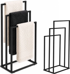 ModernHome suport metalic pentru prosoape, tip stativ, cu 3 brațe, negru
