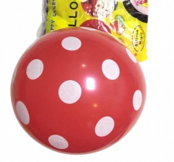 Baloane din latex roșii cu buline, 12 inci