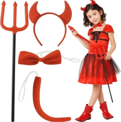 Kruzzel costum de drăcușor – set de 4 accesorii (furcă, coarne, papion, coadă)