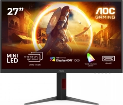 Monitor de gaming 27" AOC U27G4XM, 4K, 160 Hz, Fast IPS, Mini LED, HDMI, DisplayPort, pivot