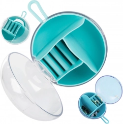 Casetă rotundă de călătorie pentru bijuterii cu compartimente