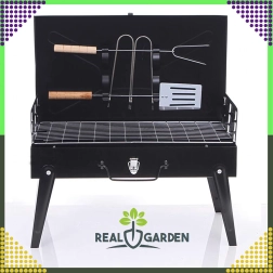 Grătar de cărbuni pliabil și portabil, tip geantă, cu set de ustensile