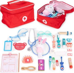 Set medical din lemn cu geantă pentru copii 28 piese ECOTOYS