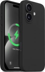 Husă magnetică din silicon pentru iPhone 16 cu MagSafe – negru