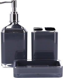 Set de accesorii pentru baie, 3 piese, BERRETTI, antracit + crom