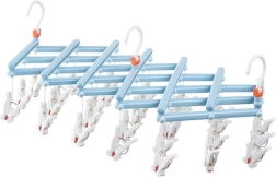 Uscător pliabil pentru rufe cu cleme, 29 clipsuri, albastru deschis