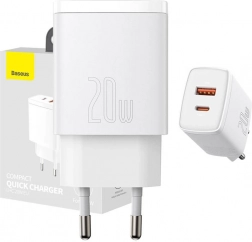 Baseus încărcător rapid de rețea 20 W cu USB‑C și USB (negru)