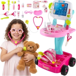 Set de doctor pentru copii Kruzzel cu cărucior roz-albastru