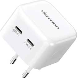Vention încărcător de rețea USB‑C GaN 2× USB‑C 35 W, alb