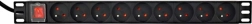 Bara PDU de alimentare pentru rack 9x FR 1U 16A cu cablu de 2 m