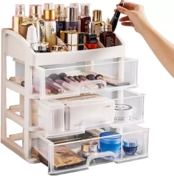 Organizator universal din plastic pentru cosmetice și accesorii cu 3 sertare