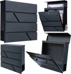 Cutie poștală mare antracit pentru scrisori și ziare A4 37 × 37 × 11 cm