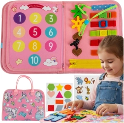 Kruzzel carte senzorială manipulativă Montessori roz (unicorn) - 1 bucată