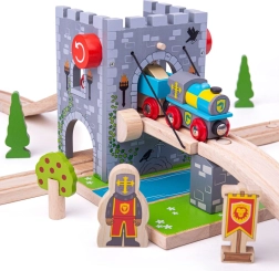 Bigjigs Rail pod mobil – pod de castel pentru căi ferate din lemn