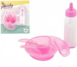 Set pentru păpuși cu sticluță și veselă