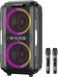 Boxă portabilă W-KING T9 Pro, 120 W, cu 2 microfoane – negru