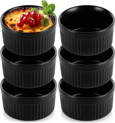 Castrone ceramice pentru cuptor, negre, 260 ml, set 6 buc