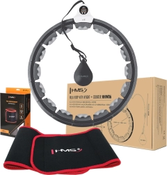Set HMS: hula hoop inteligent pentru masaj cu greutate și contor + brâu din neopren pentru subțiere