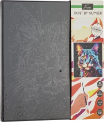 Pictură după numere pe pânză neagră – pisică